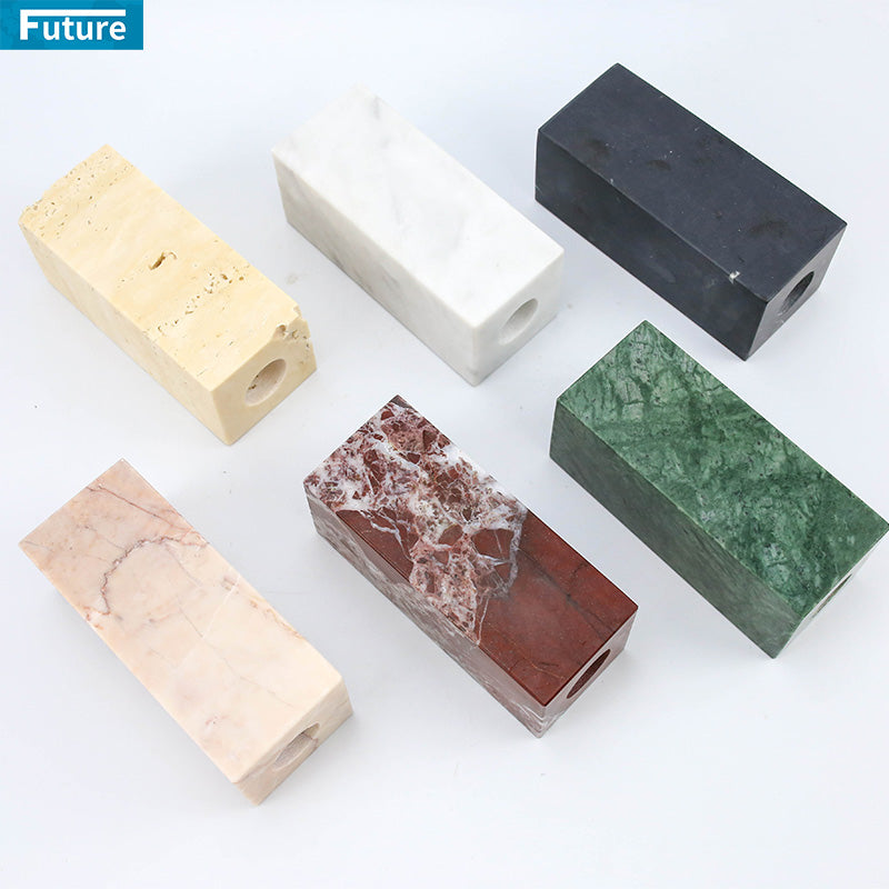 Europe Style Natural Marble Matt Cuboid Candlestick Six Colors Candle Holder Indoor Design Hotel Villa Decor