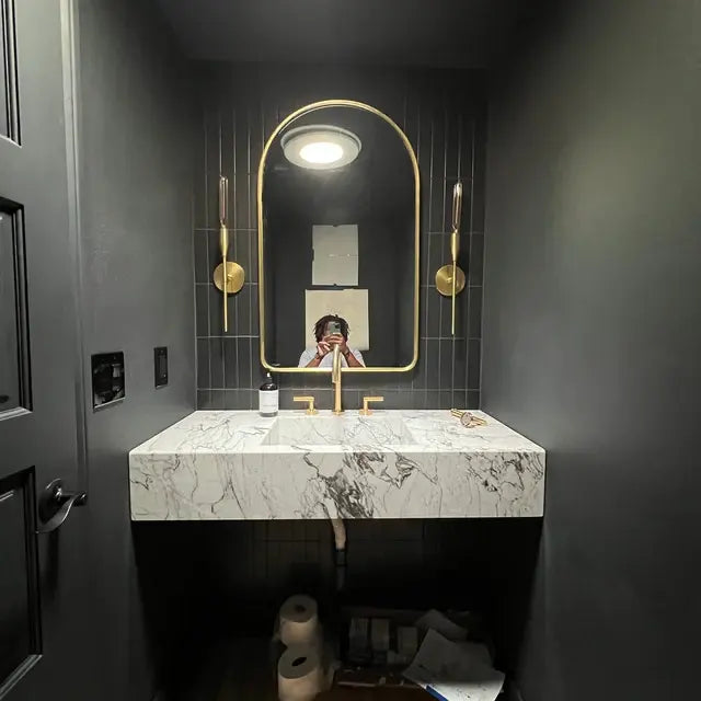 MODERN vanity countertop with basin Wall Mount Sink Handmade luxury Calacatta Italian marble sink