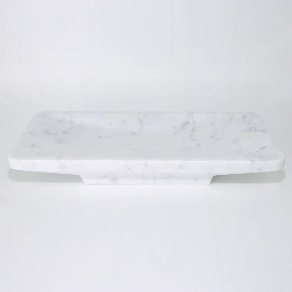 Rectangle Shape Marble Serving Tray White Marble Tray With Base
