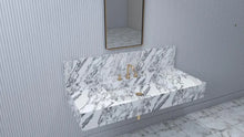 Load image into Gallery viewer, Powder Room Sink Wall Mounted Carrara White Marble Sink Back Splash
