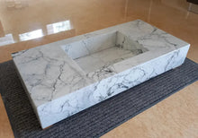 Load image into Gallery viewer, MODERN vanity countertop with basin Wall Mount Sink Handmade luxury Calacatta Italian marble sink

