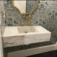 Load image into Gallery viewer, Calacatta Statuario Sink Marble Wall Mount Sink Handmade Marble Bathroom Vanity Sink
