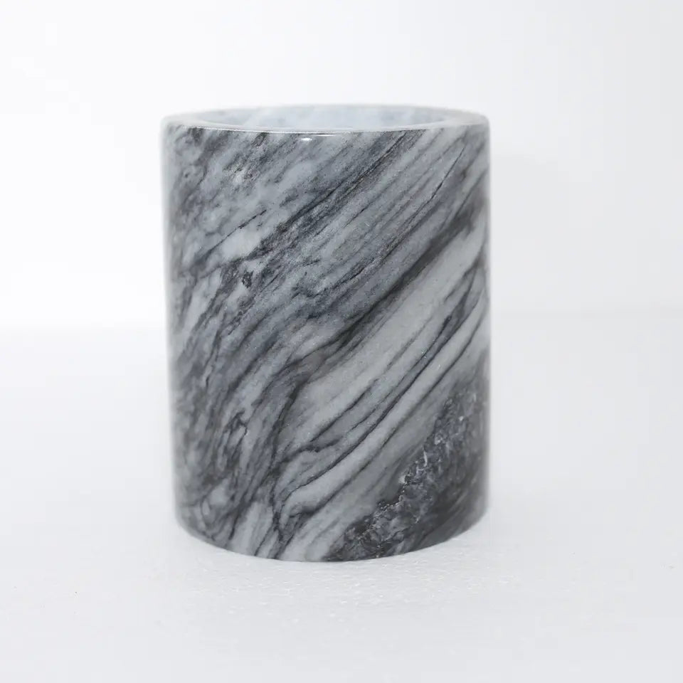 Decorative Cylindrical Marble Candle Jar Candle Holder For Christmas
